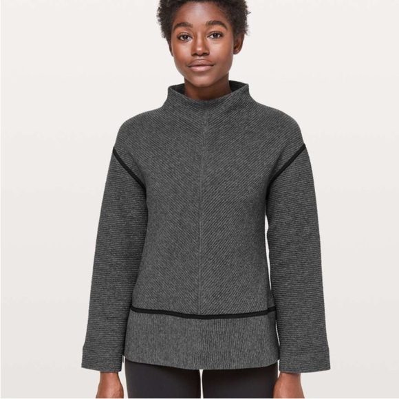 Lululemon 6 On Repeat Mock Neck Pullover Heathered Core Dark Grey Gray - Picture 8 of 8